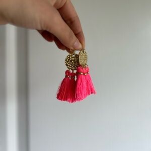 Lilly Pulitzer Gold and Bright Pink/Coral Tassel Earrings